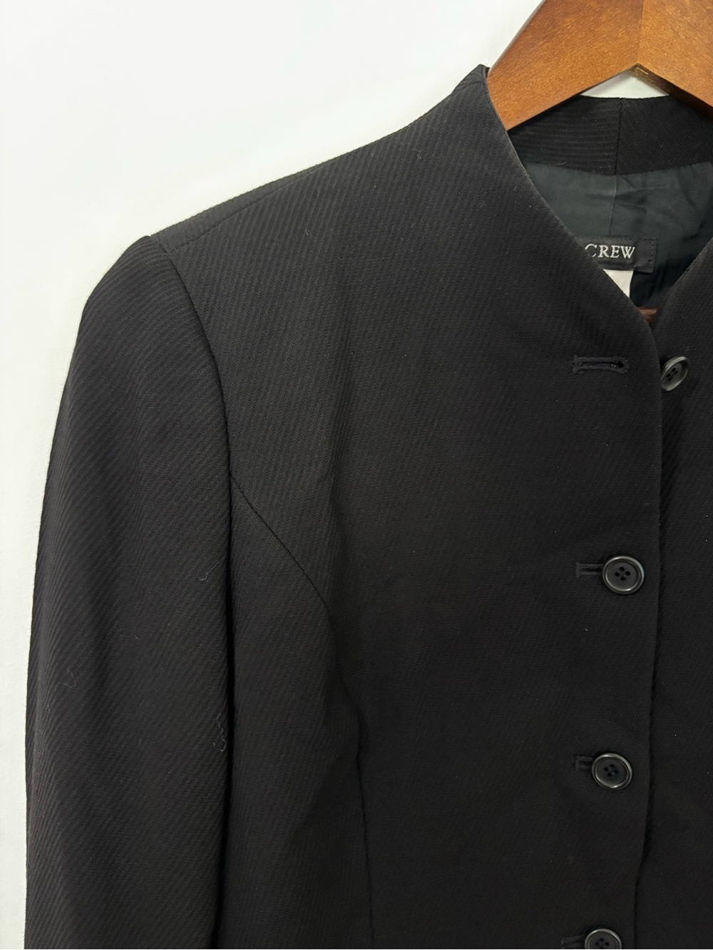 J.Crew Black Wool Blend Mandarin Collar Blazer Jacket Size 6 Vintage Style - Picture 5 of 11